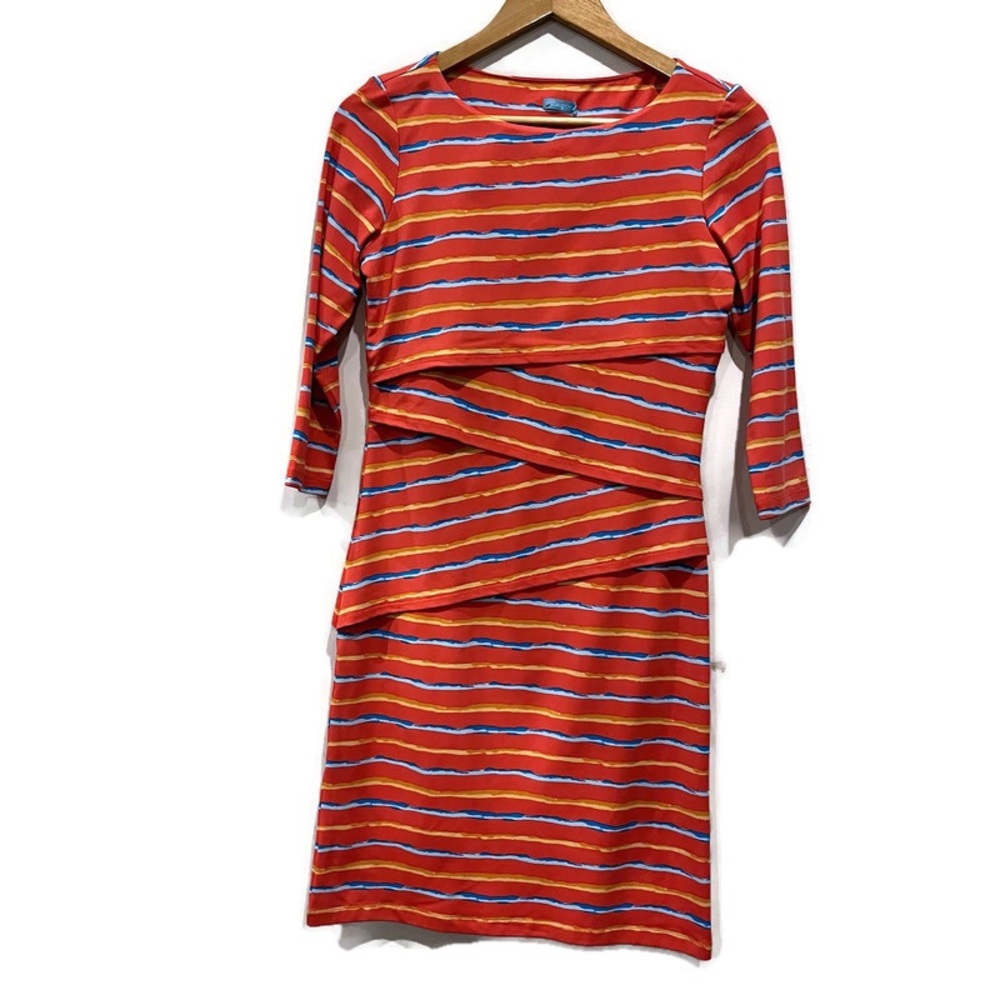 J. McLaughlin Nicola Coral Orange Mini Watercolor Dress